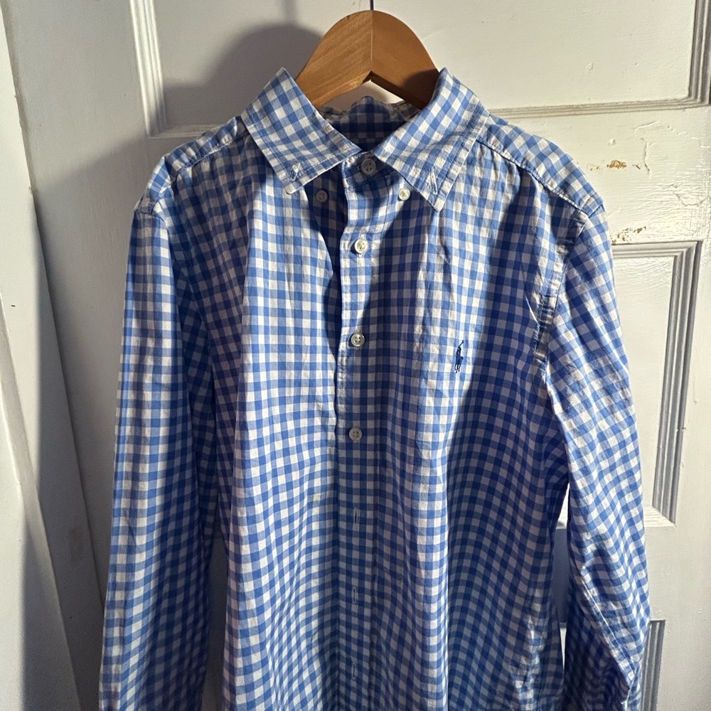 Polo Ralph Lauren Blue and White Checkered dress shirt